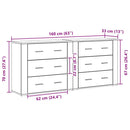 Sideboard med skuffe Sort eg 160 x 33 x 70 cm Konstrueret træ