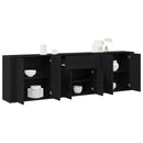 Sideboard med skuffe Sort eg 240 x 33 x 70 cm Konstrueret træ
