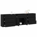 Sideboard med skuffe Sort eg 240 x 33 x 70 cm Konstrueret træ