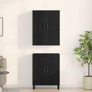 Highboard 2 pcs Sort eg 69,5 x 34 x 180 cm Ingeniørtræ og glas