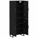 Highboard 2 pcs Sort eg 69,5 x 34 x 180 cm Ingeniørtræ og glas