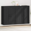 Væghængt skab 2 pcs Sort eg 69,5 x 34 x 90 cm Konstrueret træ