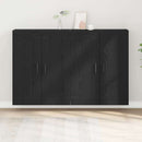 Væghængt skab 2 pcs Sort eg 69,5 x 34 x 90 cm Konstrueret træ