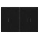Væghængt skab 2 pcs Sort eg 69,5 x 34 x 90 cm Konstrueret træ