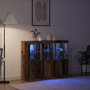 LED Sideboard 3 pcs Gammelt træ 123 x 37 x 100 cm
