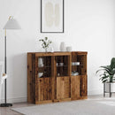 LED Sideboard 3 pcs Gammelt træ 123 x 37 x 100 cm