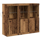 LED Sideboard 3 pcs Gammelt træ 123 x 37 x 100 cm
