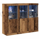 LED Sideboard 3 pcs Gammelt træ 123 x 37 x 100 cm