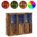 LED Sideboard 3 pcs Gammelt træ 123 x 37 x 100 cm