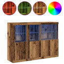 LED Sideboard Gammelt træ 142,5 x 37 x 100 cm Konstrueret træ