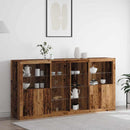 LED Sideboard 3 pcs Gammelt træ 202 x 37 x 100 cm