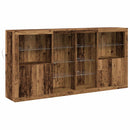 LED Sideboard 3 pcs Gammelt træ 202 x 37 x 100 cm