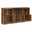 LED Sideboard 3 pcs Gammelt træ 202 x 37 x 100 cm