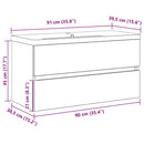 Badeværelsesskabsunder Sort eg 90 x 39 x 62 cm Konstrueret træ