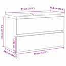 Badeværelsesskabsunder Sort eg 80 x 39 x 62 cm Konstrueret træ
