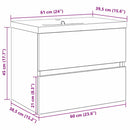 Badeværelsesskabsunder Sort eg 60 x 39 x 62 cm Konstrueret træ