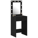 Klædeskab med spejllys Sort eg 50 x 41 x 135 cm Konstrueret træ