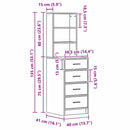 Highboard Sonoma-eg 40 x 41 x 135 cm Konstrueret træ