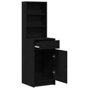 Highboard med skuffe Sort eg 40 x 40,5 x 135 cm Konstrueret træ