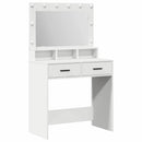 Klædeskab med spejllys Hvid 79 x 41 x 135 cm Konstrueret træ