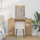 Klædeskab med spejllys Brun 102 x 33 x 135 cm Konstrueret træ