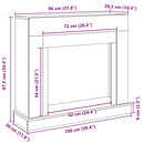 forsats til pejs 100x30x87,5 cm konstrueret træ sort-eg