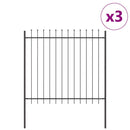 Havehegn 3 pcs Grå 5,1 x 1,5 m Pulverlakeret stål