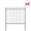 Havehegn 8 pcs Grå 13,6 x 1,5 m Pulverlakeret stål