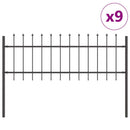 Havehegn 9 pcs Grå 15,3 x 0,6 m Pulverlakeret stål