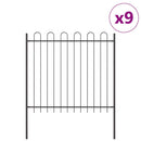 Havehegn 9 pcs Grå 15,3 x 1,5 m Pulverlakeret stål