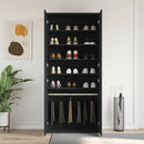 Sko skab 80 x 39 x 178 cm Konstrueret træ Sort