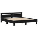 Sengestel med hovedgærde Sort eg 180 x 200 cm Konstrueret træ