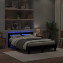 Sengestel med LED Sort eg 140 x 190 cm Konstrueret træ