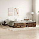 Sengestel med skuffe Gammelt træ 180 x 200 cm Konstrueret træ