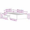 Sengestel med skuffe Sort eg 90 x 200 cm Konstrueret træ