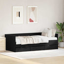 Daybed med hovedgærde Sort eg 90 x 190 cm Konstrueret træ