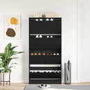 Sko skab med hylde Sort eg 80 x 21 x 163,5 cm Konstrueret træ