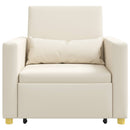 Utrækkelig sovesofa enkelt Cremehvid 90 x 165 x 87 cm Stof
