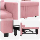Utrækkelig sovesofa enkelt med hjul Lys pink Fløjl