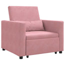 Utrækkelig sovesofa enkelt med hjul Lys pink Fløjl