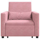 Utrækkelig sovesofa enkelt med hjul Lys pink Fløjl