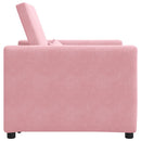 Utrækkelig sovesofa enkelt med hjul Lys pink Fløjl