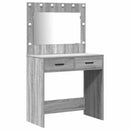 Klædeskab med spejllys med skuffe 2 pcs Grå Konstrueret træ