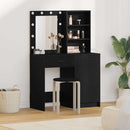 Makeupbord sæt med LED med skuffe 2 pcs Sort eg Konstrueret træ