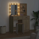 Makeupbord sæt med LED med dør 2 pcs Sonoma eg Konstrueret træ
