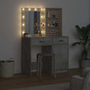Makeupbord sæt med LED med dør 2 pcs Beton Grå Konstrueret træ