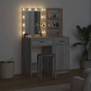Makeupbord sæt med LED med dør 2 pcs Grå Sonoma Konstrueret træ