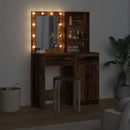 Makeupbord sæt med LED 2 pcs Gammelt træ Konstrueret træ