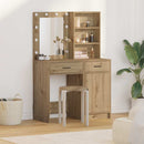 Makeupbord sæt med LED 2 pcs Artisan Egetræ Konstrueret træ