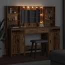 Makeupbord sæt med LED 3 pcs Gammelt træ Konstrueret træ